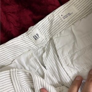 GAP White and Black Striped Ankle Pants